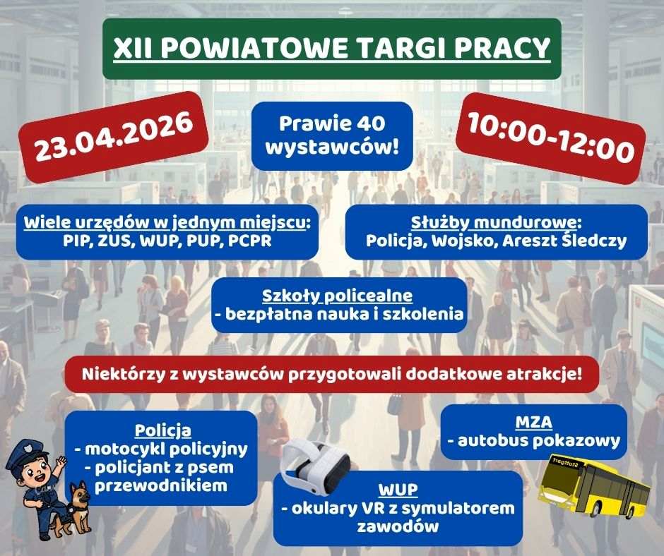 Obrazek dla: XII Powiatowe Targi Pracy - 23.04.2026
